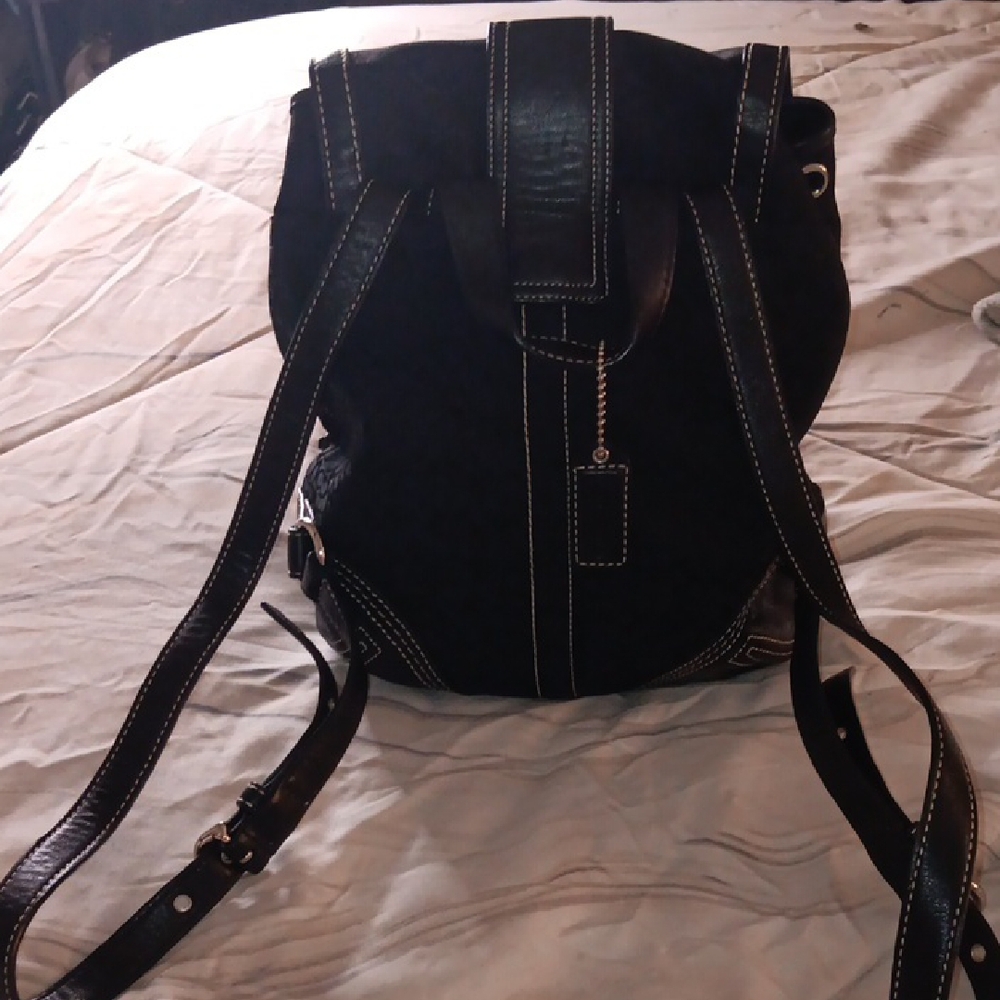 Black Backpack With White Stitching - image 3
